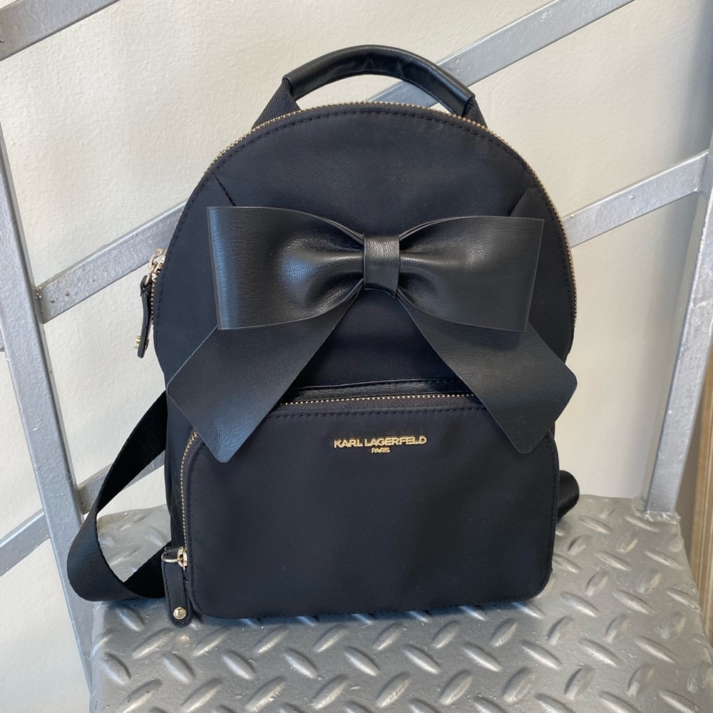 Karl Lagerfeld nylon and leather bow backpack